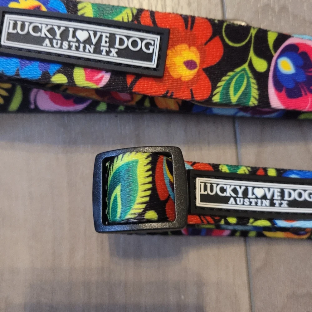 Lucky Live Dog Colorful Floral Leash Set